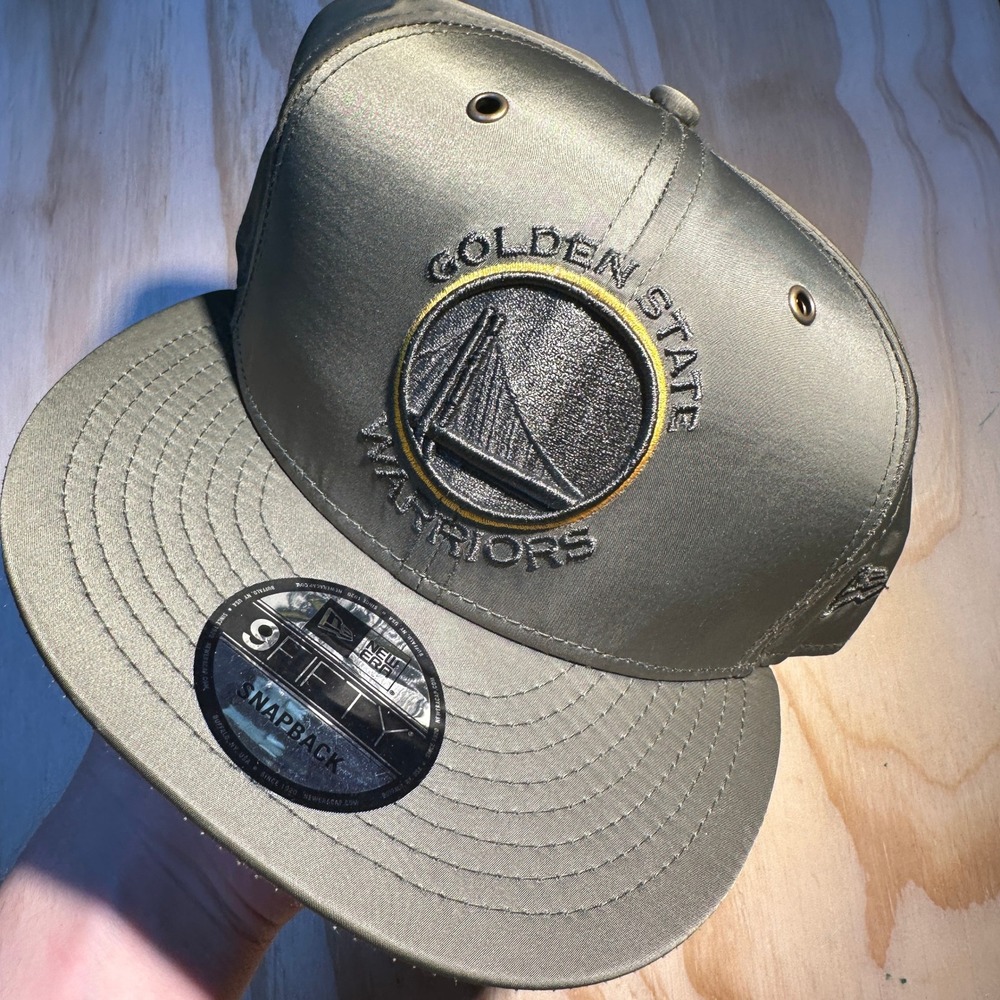 New Era Golden State Warriors 9FIFTY Snapback Hat Olive Green Gold NBA OSFM